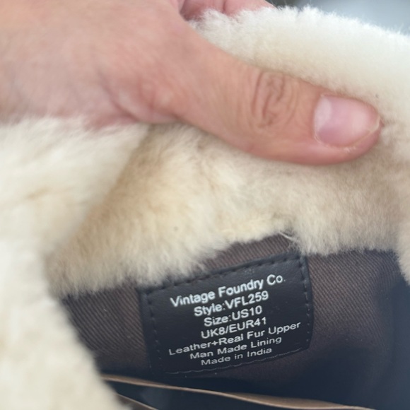 Vintage Foundry Co Arabella Green Suede Sherpa Trim Tall Wedge Boots Women’s 10 - Picture 9 of 10